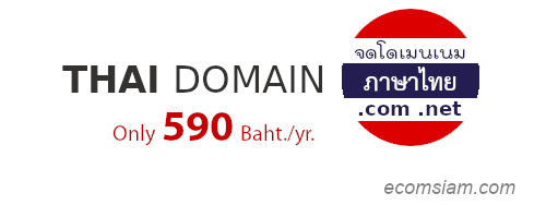 จดโดเมนเนมภาษาไทย .com .net เพียง 490 บ./ปี